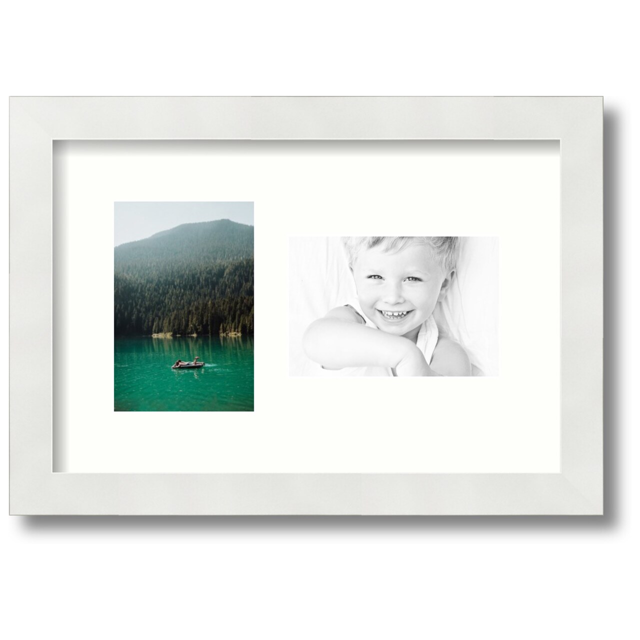 ArtToFrames Collage Photo Picture Frame with 2 - 4x6 inch Openings, Framed in White with Over 62 Mat Color Options and Regular Glass (CSM-3966-102)